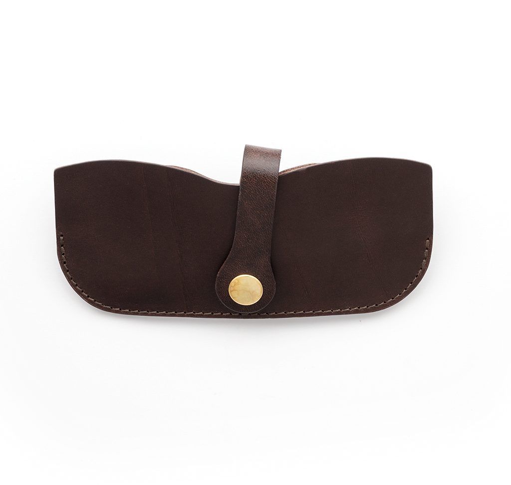 Natural leather glasses belt case tobacco