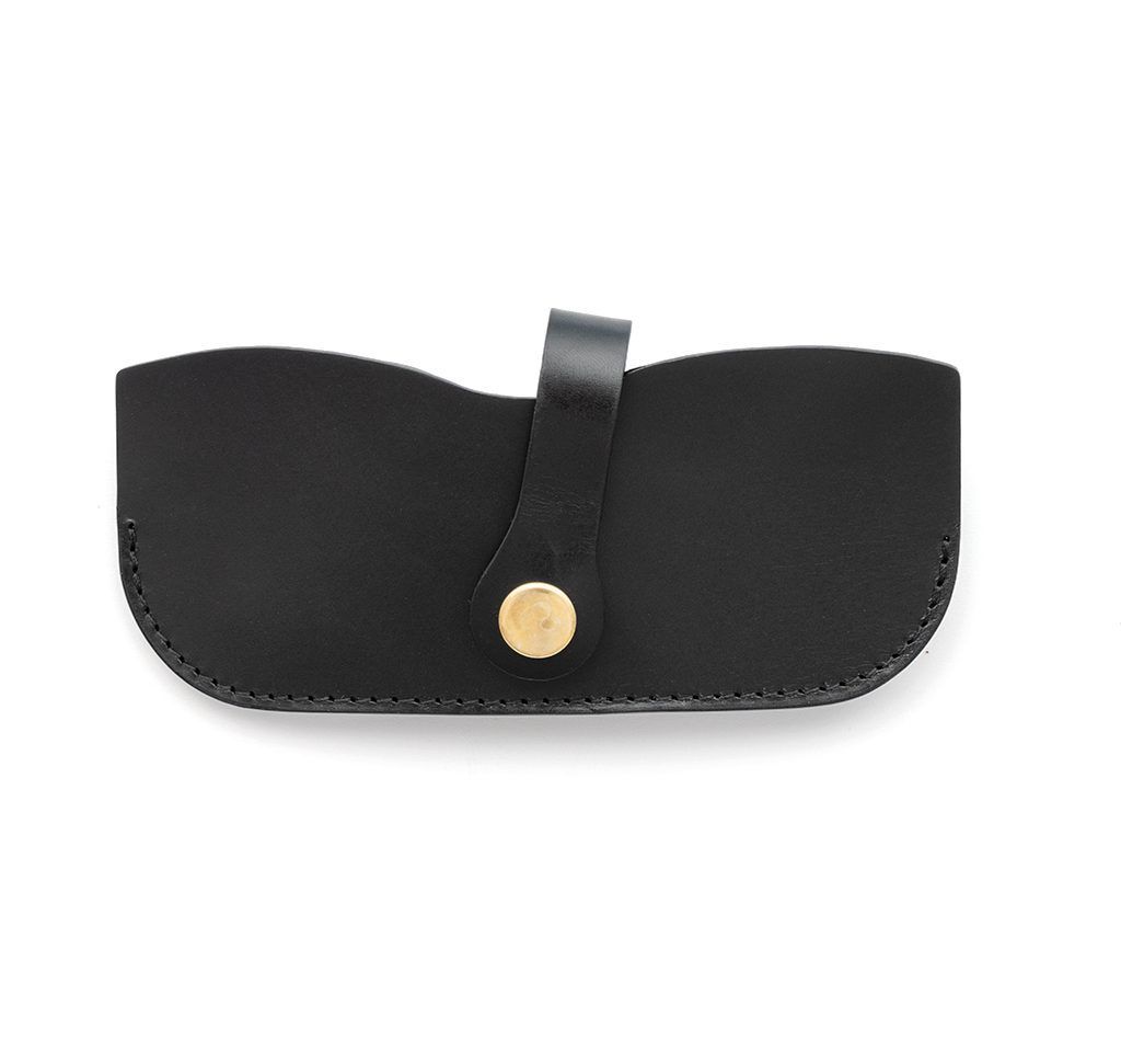 Natural leather black glasses belt case