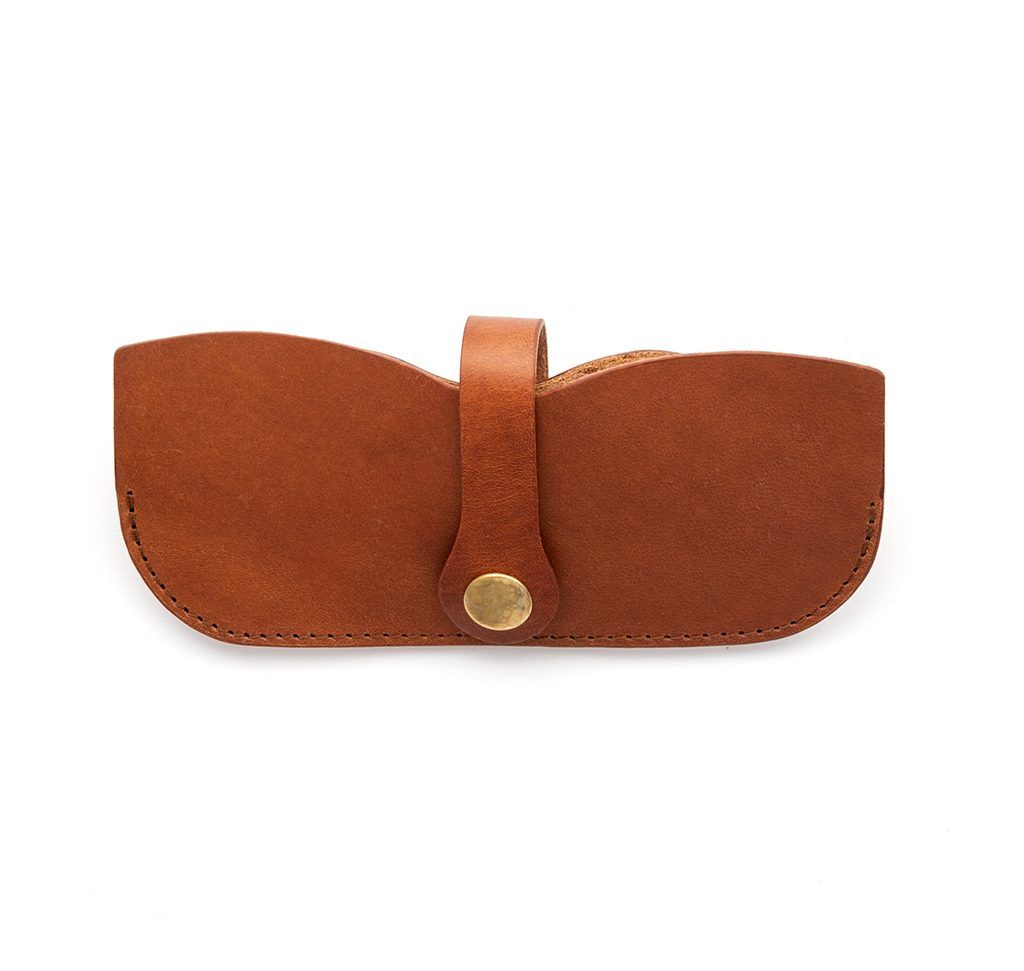 Natural leather glasses belt case honey